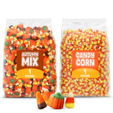 GEEOOLLAH paquete frontal mostrando candy corn y autumn mix, ideal para fiestas