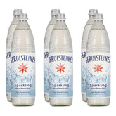 Generic botella frontal de agua mineral con gas en vidrio, apariencia elegante