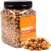 Generic tarro frontal de Honey Roasted Peanuts con etiqueta visible, práctico para regalar