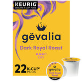 Gevalia caja frontal Dark Royal Roast mostrando la marca y beneficio aroma intenso