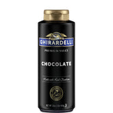 Ghirardelli botella frontal mostrando etiqueta y dosificador, facilita decorar