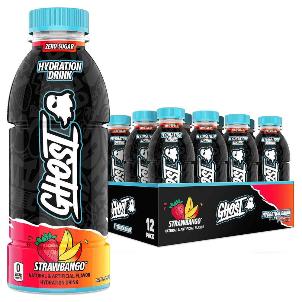 GHOST botella frontal pack 12 mostrando diseño y conveniencia