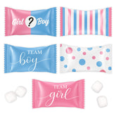 Gift Boutique bolsa frontal con envoltorios rosa y azul, aporta decoración instantánea