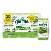 gimMe frente del empaque Sea Salt & Avocado muestra caja y marca, ideal para compra