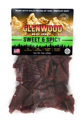 Glenwood Snacks frente del paquete resellable 10 oz con sabor Sweet & Spicy, conservación práctica