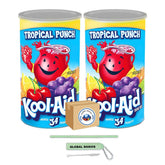 Global Basics empaque frontal mostrando las latas y marca, práctico y atractivo