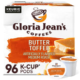 Gloria Jean's caja frontal mostrando 96 cápsulas y beneficio de stock duradero
