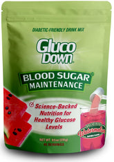 GLUCODOWN frente del empaque mostrando 45 porciones y sabor sandía
