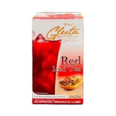 Glutalipo caja Red Iced Tea vista frontal mostrando 10 sachets y conveniencia para llevar