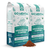 GO MENTAL paquete frontal mostrando café con Lion's Mane y Chaga, conveniencia diaria