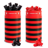 Goat Foods envases frontales con twists rojo y negro, opción para compartir