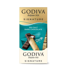 Godiva estuche abierto con barras desplegadas listo para servir y compartir