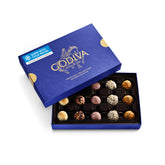 Godiva caja frontal de trufas belgas con diseño dorado y aspecto premium