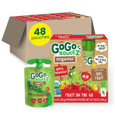 GoGo SqueeZ empaque frontal con diseño y beneficio práctico de 48 bolsitas