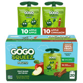 GoGo squeeZ frente del paquete de 20 bolsitas, opción práctica