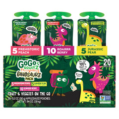 GoGo squeeZ caja frontal con diseño Jurassic y 20 bolsitas para meriendas