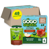 GoGo squeeZ pack frontal mostrando 48 pouches y conveniencia inmediata