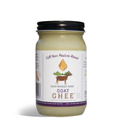 Gold Nugget Ghee tomador de tarro frontal mostrando etiqueta y 8 oz útil