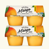 Golden Farms vaso de mango frontal mostrando color y etiqueta, práctico para llevar