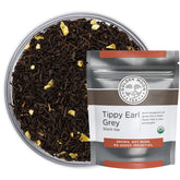 Golden Moon Tea frente del paquete mostrando etiqueta y beneficio de hoja suelta