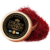 Golden Saffron lata frente mostrando 5 gramos y conservación segura