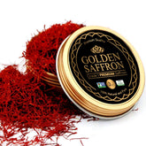 Golden Saffron lata frontal mostrando hilos puros y empaque seguro