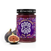 Good Good frasco de mermelada de higo vista frontal con etiqueta clara y beneficio gourmet