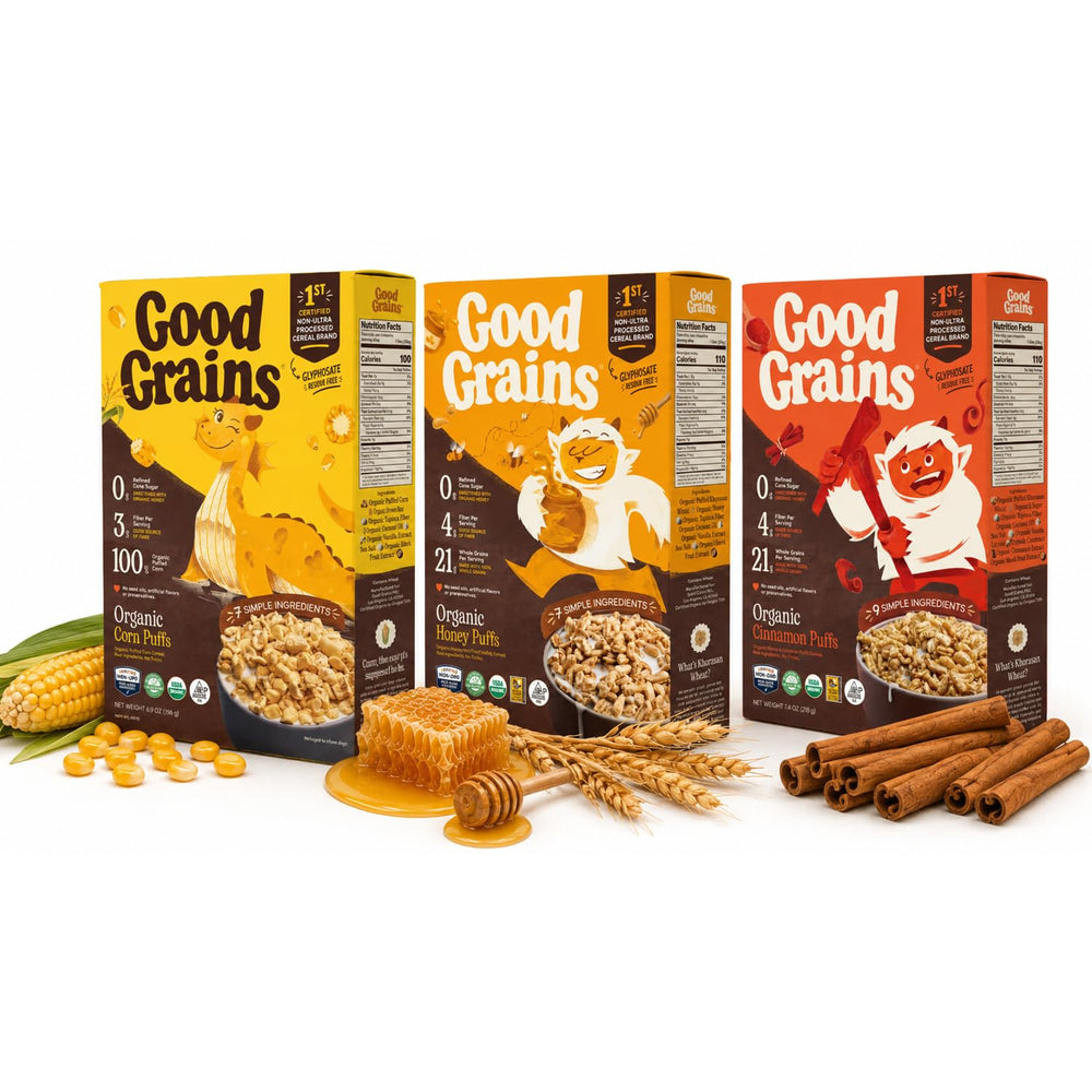 Good Grains pack frontal con las cuatro cajas, facilita variedad y conveniencia