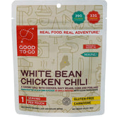 GOOD TO-GO paquete frontal del White Bean Chicken Chili mostrando fácil preparación