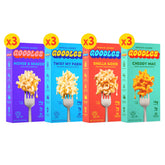 GOODLES empaque frontal mostrando los cuatro sabores y beneficios