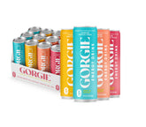 GORGIE frente pack de 12 latas mostrando variedad y conveniencia
