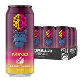 Gorilla Mind lata frontal Blackberry Lemonade mostrando diseño y tamaño