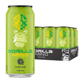 Gorilla Mind lata frente mostrando diseño y beneficio de energía clara