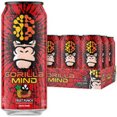 Gorilla Mind lata frente mostrando diseño y sabor Fruit Punch, atractivo visual