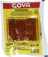 Goya empaque frontal de chorizos listo para consumir, conveniencia y sabor