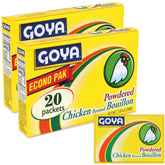 Goya caja frente con sobres visibles para condimentar platos rápidamente