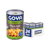 Goya garbanzo frente del envase mostrando sello orgánico y beneficio práctico