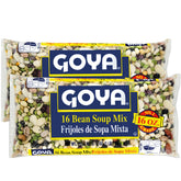 Goya empaque frontal mostrando mezcla de frijoles, conveniente para despensa