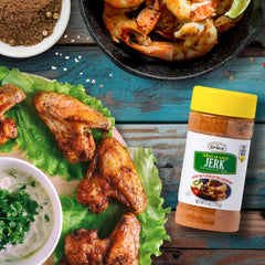 Grace textura del sazonador jerk en primer plano resaltando mezcla aromática