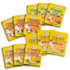 Grace pack frontal mostrando los 12 sobres y variedad de sabores, conveniencia inmediata