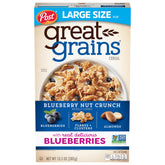 Great Grains caja frontal mostrando diseño y peso 13.5 oz, ideal para identificación rápida