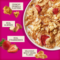 Great Grains porción servida en tazón con leche, desayuno práctico
