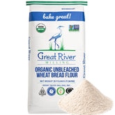 Great River Milling bolsa frente mostrando marca y tamaño 25 lb, ideal para panadería