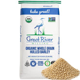 Great River Milling paquete frontal 25 lb mostrando marca y volumen para compras a granel