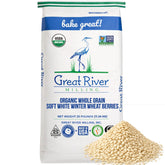 Great River Milling frente del saco mostrando marca y peso, confianza orgánica