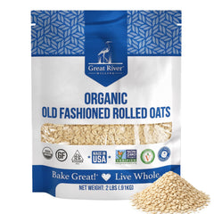 Great River Milling frente del paquete mostrando etiqueta y beneficios