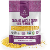 Great River Milling paquete frontal mostrando 5 lb y certificaciones orgánicas