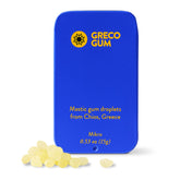 Greco Gum lata frontal mostrando diseño portátil y frescura