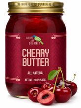 Green Jay Gourmet tarro frontal de mantequilla de cereza muestra color rico