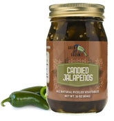 Green Jay Gourmet frasco frontal mostrando jalapeños confitados y atractivo visual